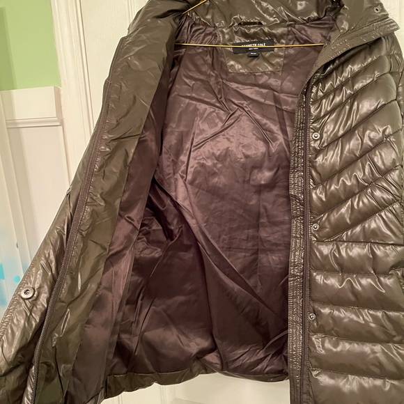 Kenneth Cole Military Green Hooded Zip Up Jacket with Faux Fur Lined Hood Sz M - Picture 8 of 15